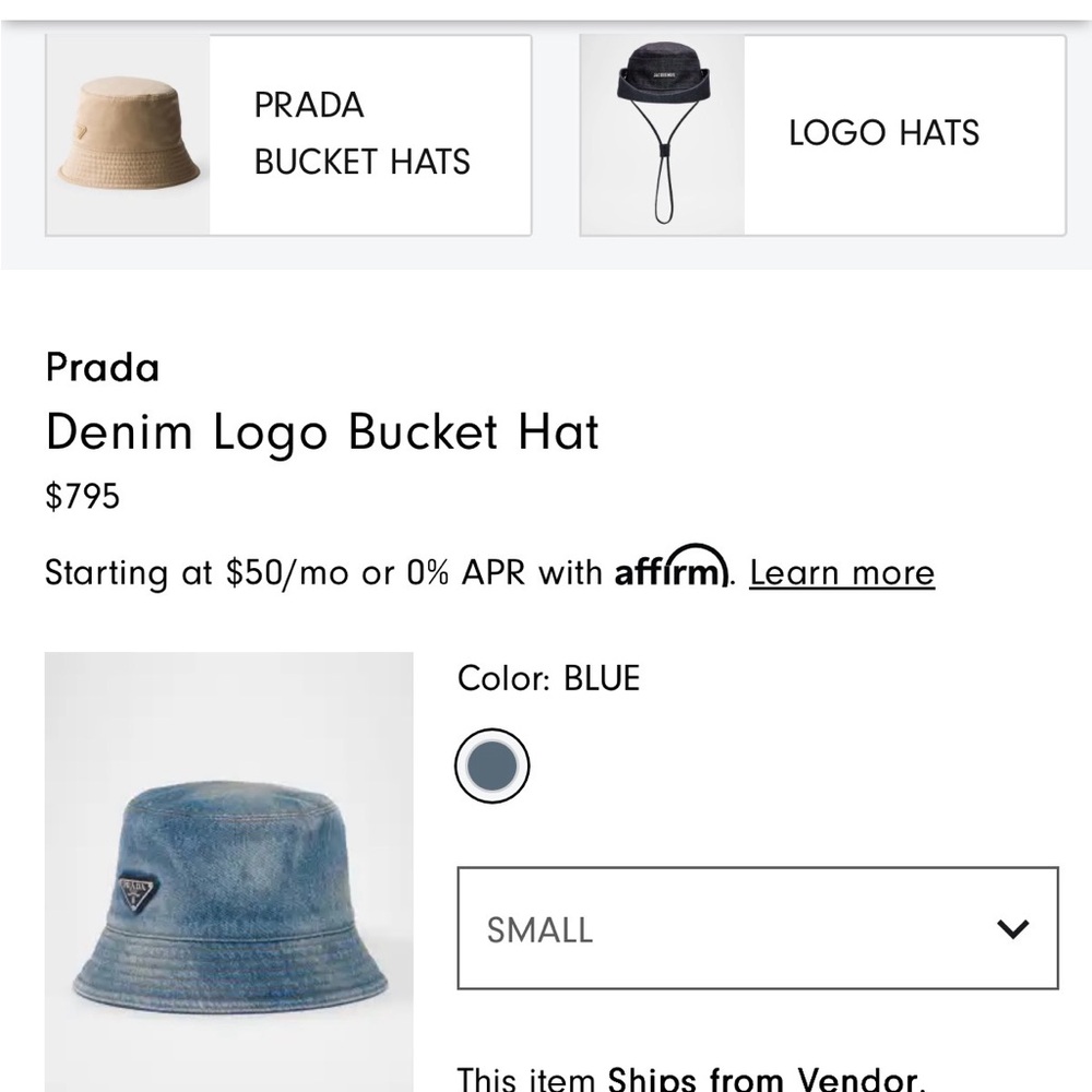 Prada Navy and Denim Logo Bucket Hat